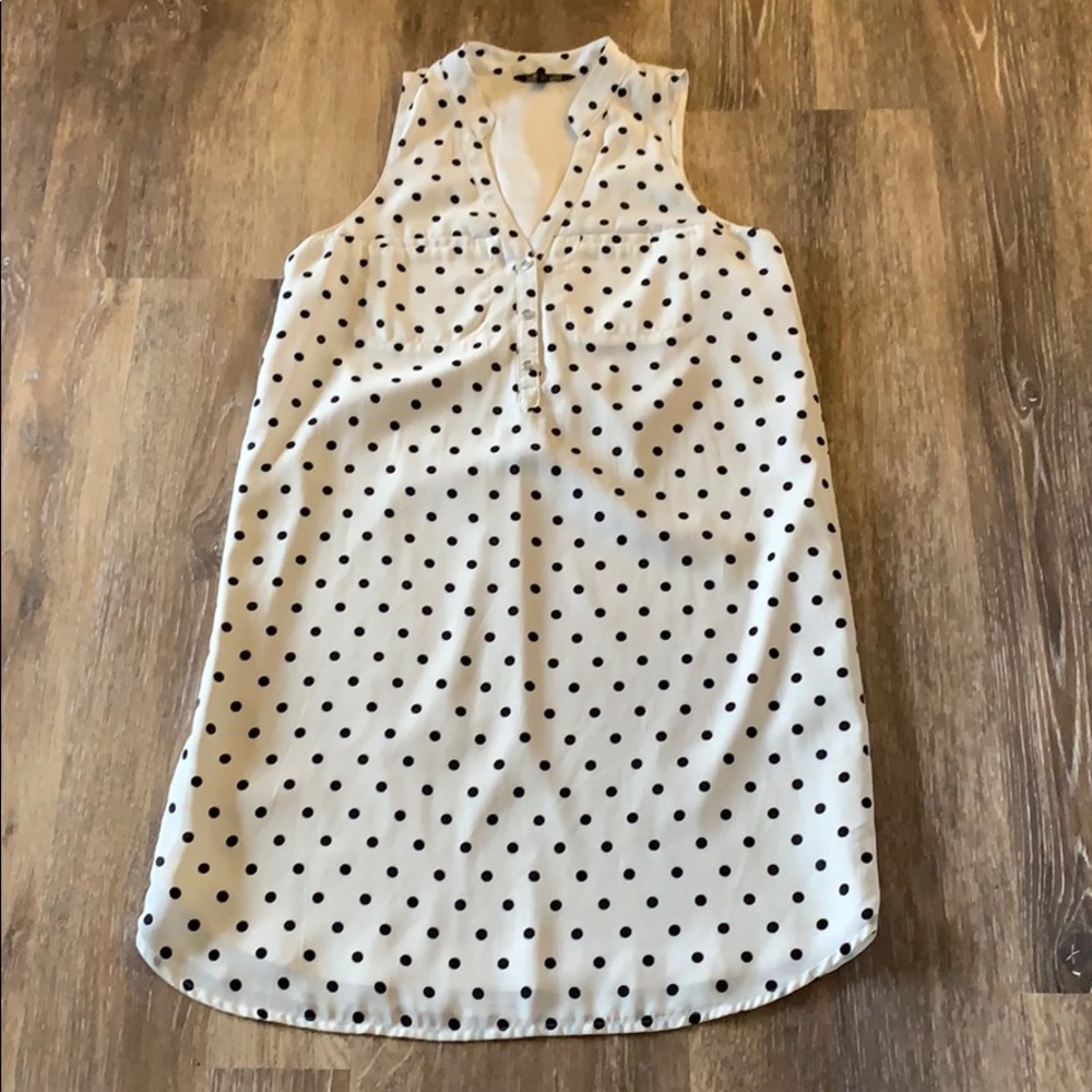 Off White and Black Polka Dot Shirt Dress